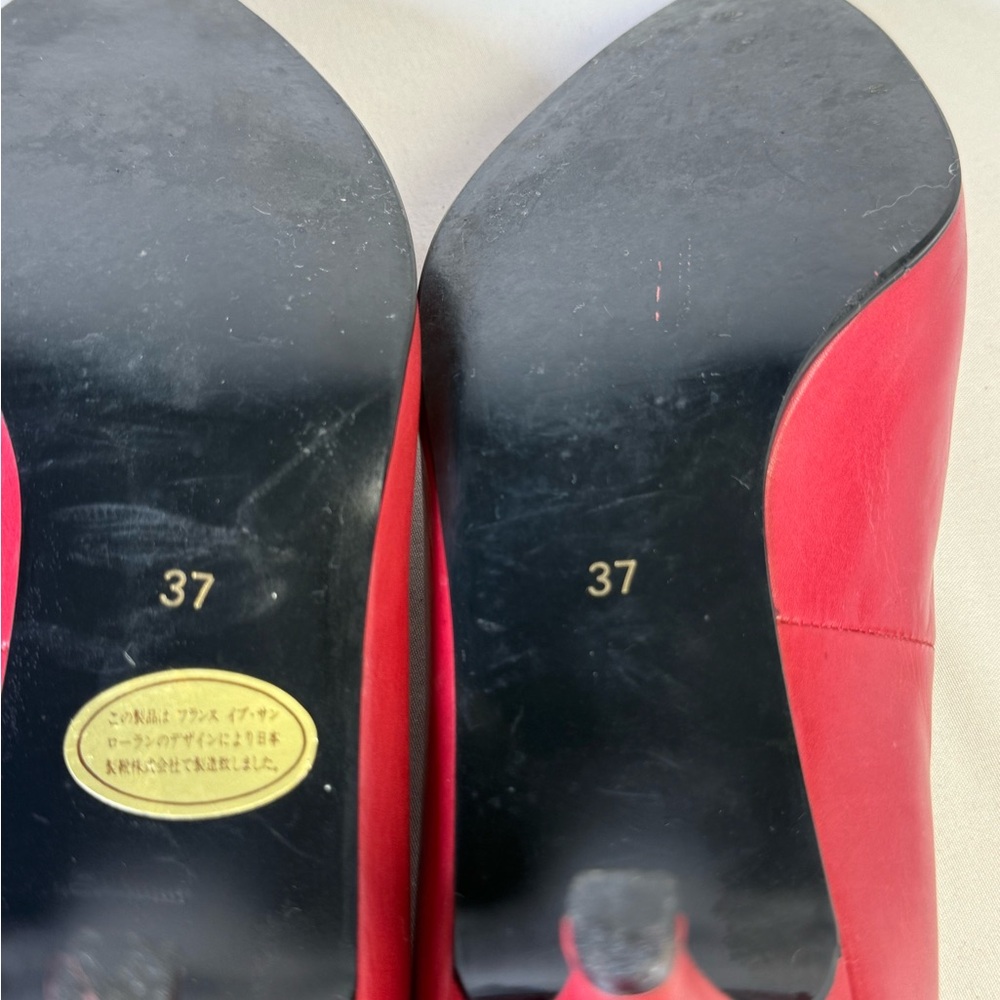 Yves Saint Laurent YSL  Red Heels Sleek kitten Heels  Auth size 37 - Picture 10 of 15